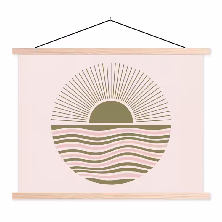 Schoolplaat - Zon - Zee - Abstract - Modern - Roze — 1