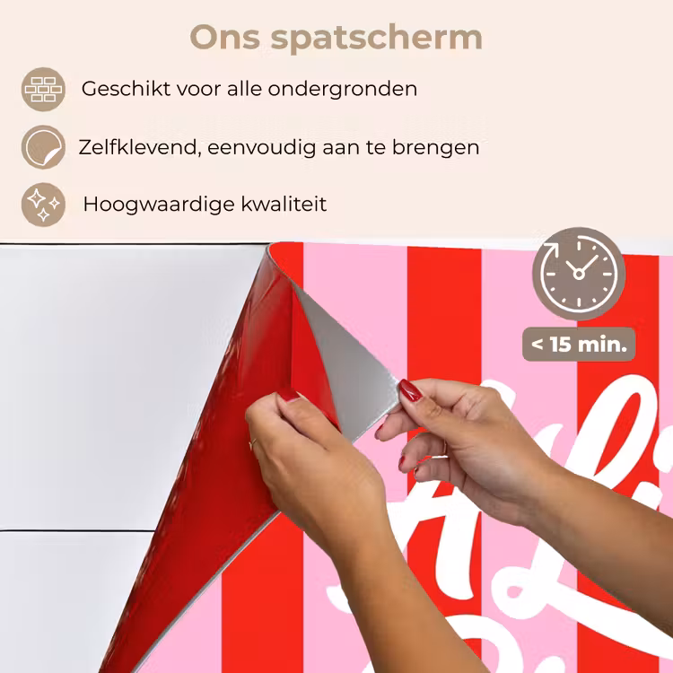 Spatscherm keuken - A Little Break - Strepen - Rood - Roze — 4