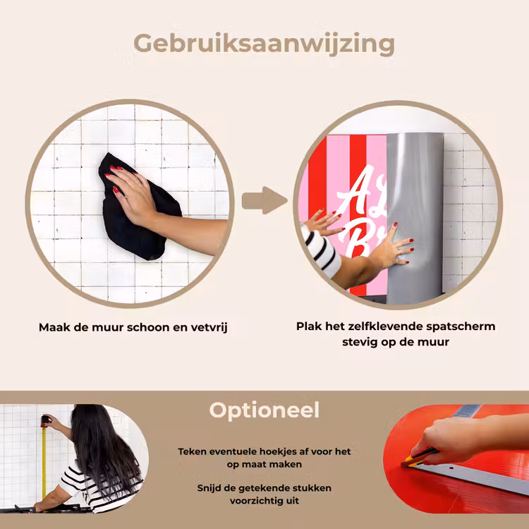 Spatscherm keuken - A Little Break - Strepen - Rood - Roze — 8