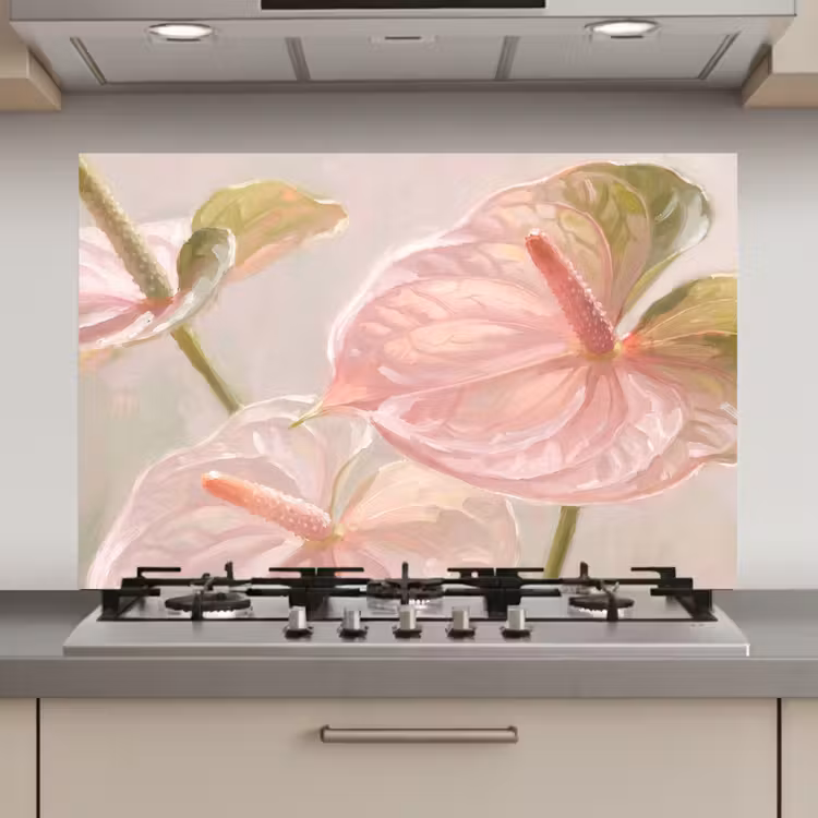 Spatscherm keuken - Bloemen - Pastel - Abstract - Natuur - Groen — 1