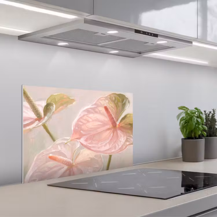 Spatscherm keuken - Bloemen - Pastel - Abstract - Natuur - Groen — 5