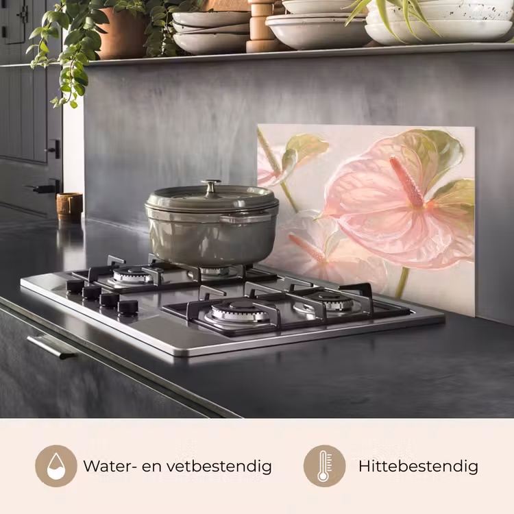 Spatscherm keuken - Bloemen - Pastel - Abstract - Natuur - Groen — 7