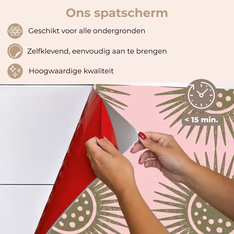 Spatscherm keuken - Bloemen - Patroon - Abstract - Roze - Groen — 4