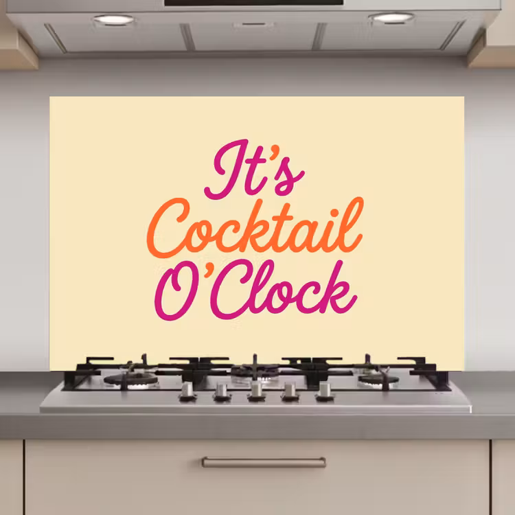 Spatscherm keuken - Cocktail O'Clock - Geel - Retro — 1