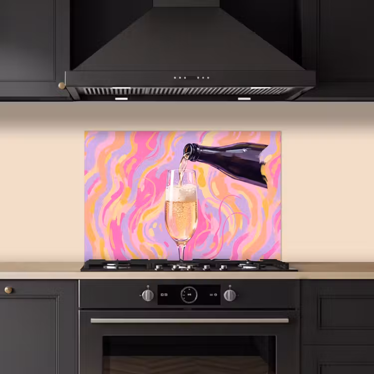 Spatscherm keuken - Drank - Inschenken - Feest - Abstract - Roze — 2