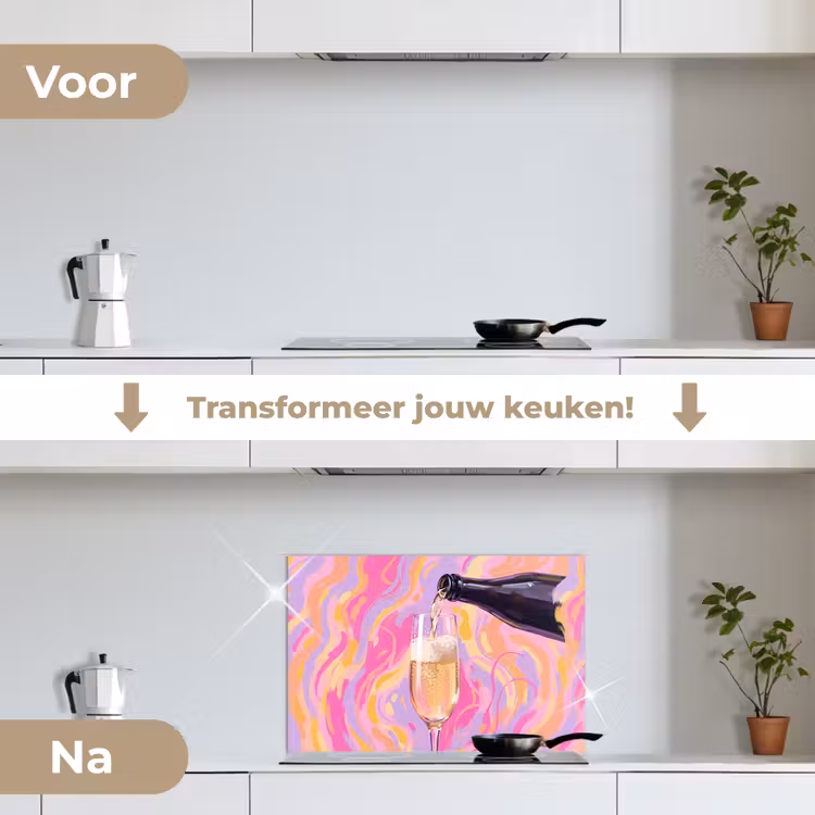 Spatscherm keuken - Drank - Inschenken - Feest - Abstract - Roze — 3