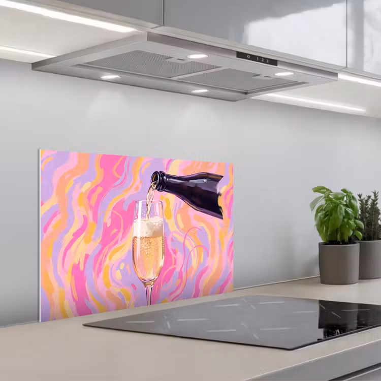 Spatscherm keuken - Drank - Inschenken - Feest - Abstract - Roze — 5