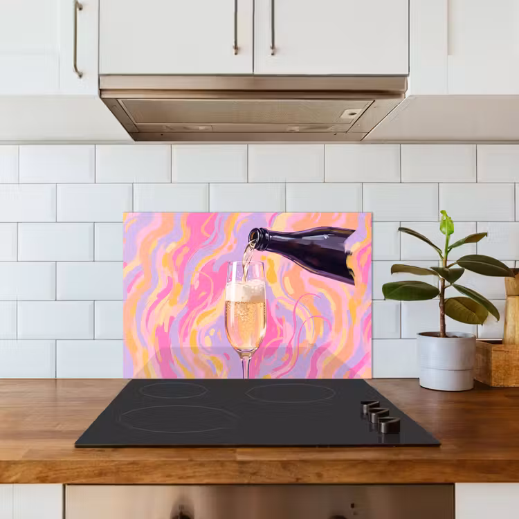 Spatscherm keuken - Drank - Inschenken - Feest - Abstract - Roze — 6