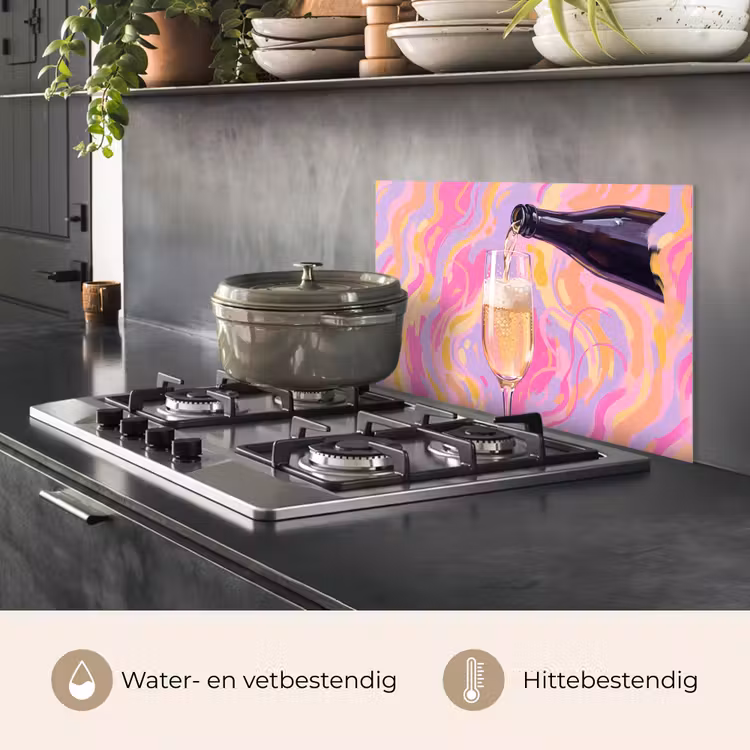 Spatscherm keuken - Drank - Inschenken - Feest - Abstract - Roze — 7