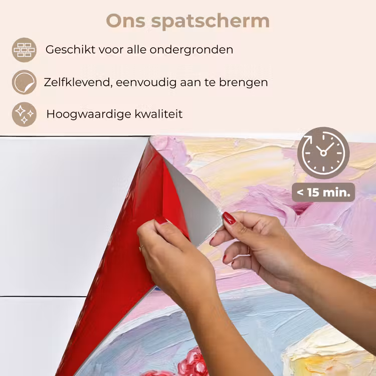 Spatscherm keuken - Eten - Cheesecake - Bessen - Abstract - Roze — 4