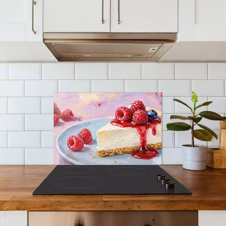 Spatscherm keuken - Eten - Cheesecake - Bessen - Abstract - Roze — 6
