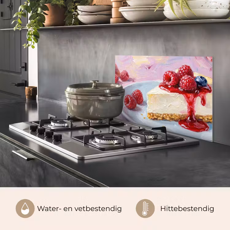 Spatscherm keuken - Eten - Cheesecake - Bessen - Abstract - Roze — 7