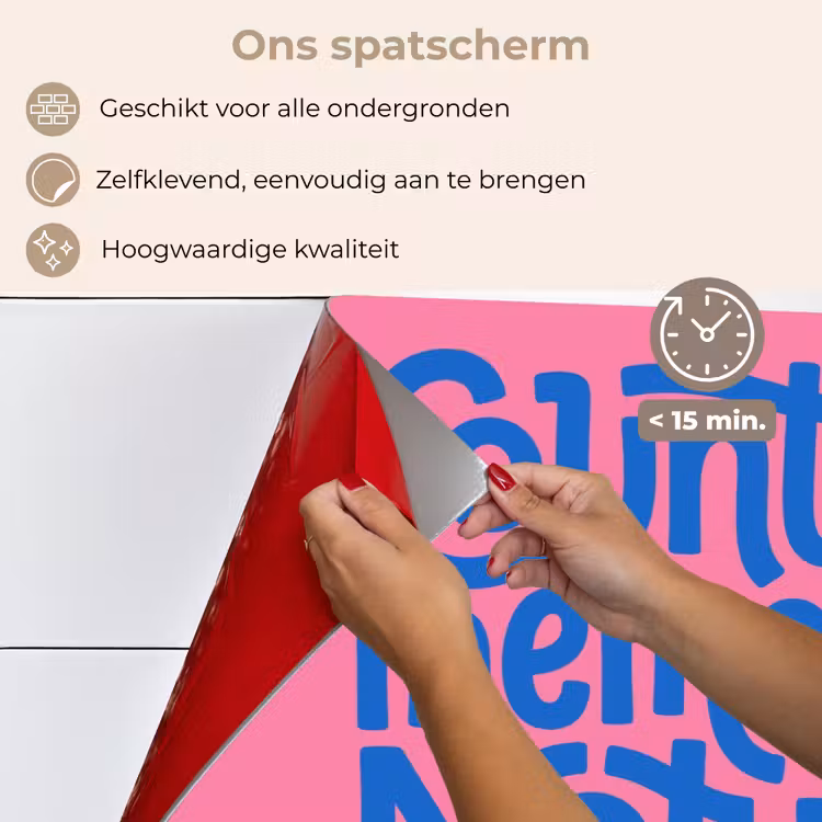 Spatscherm keuken - Memories - Roze - Blauw - Quote — 2