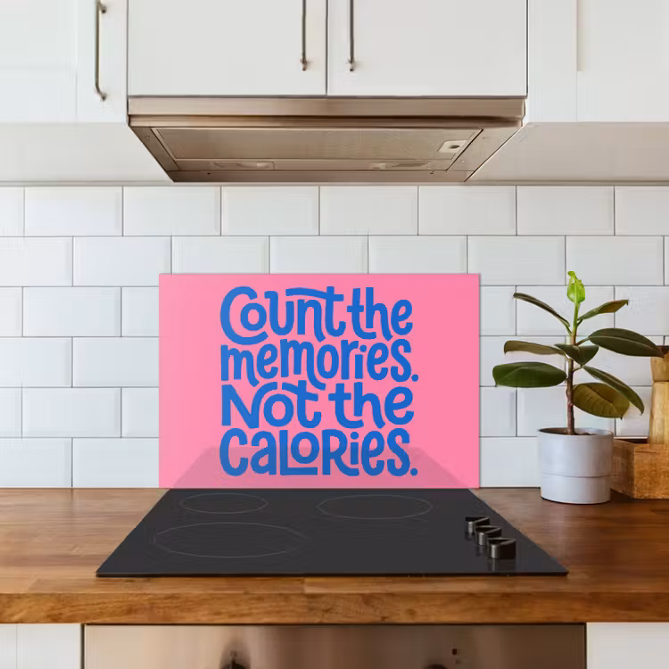 Spatscherm keuken - Memories - Roze - Blauw - Quote — 4