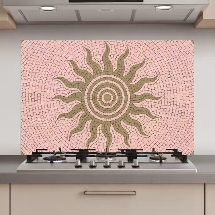 Spatscherm keuken - Mozaïek - Zon - Patroon - Klassiek - Roze — 1