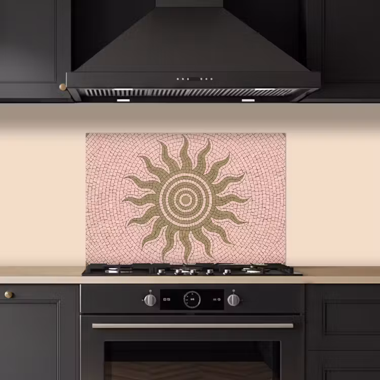 Spatscherm keuken - Mozaïek - Zon - Patroon - Klassiek - Roze — 2