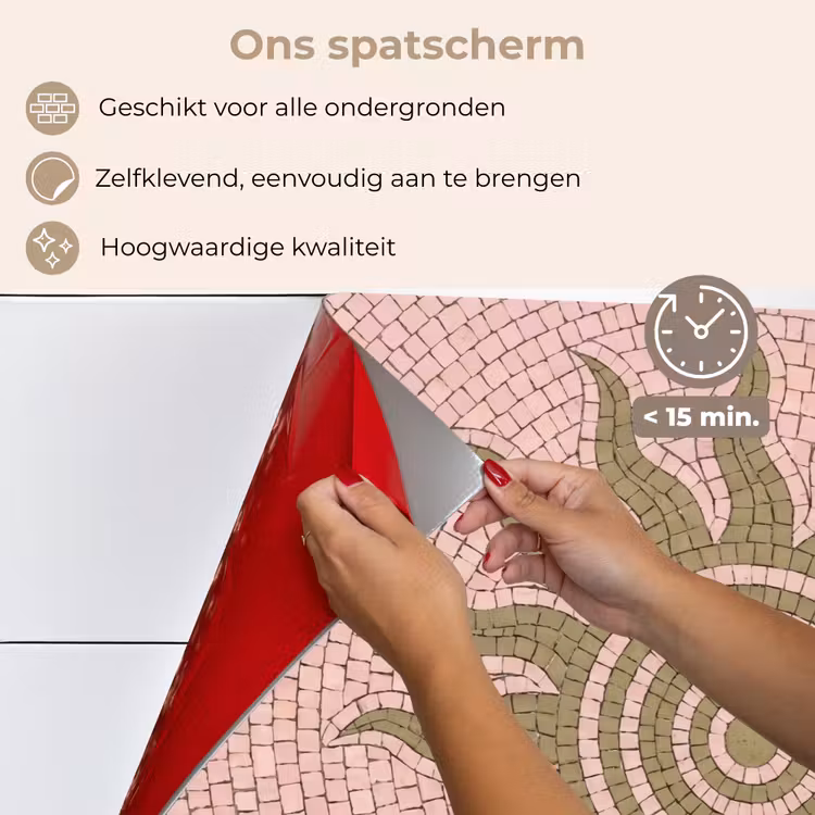 Spatscherm keuken - Mozaïek - Zon - Patroon - Klassiek - Roze — 4
