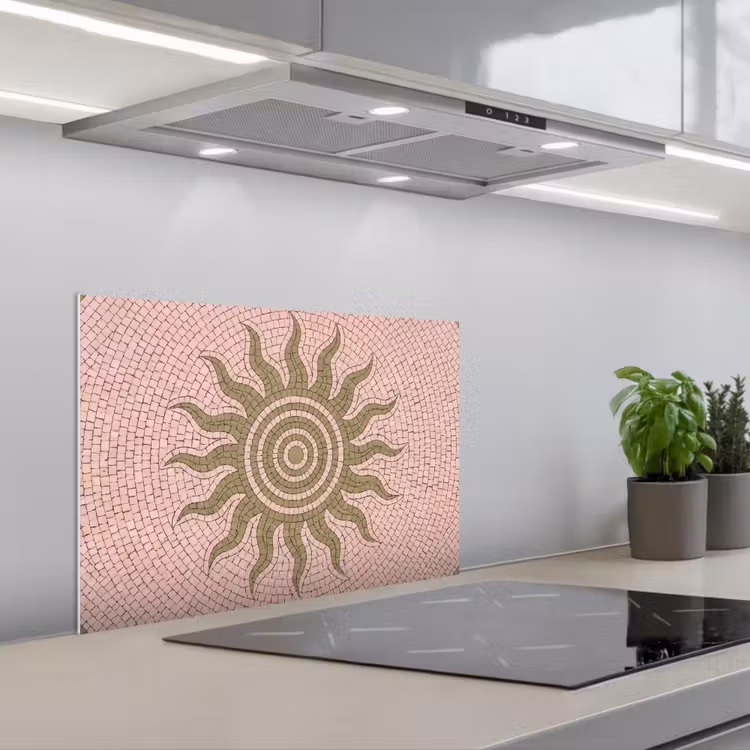 Spatscherm keuken - Mozaïek - Zon - Patroon - Klassiek - Roze — 5
