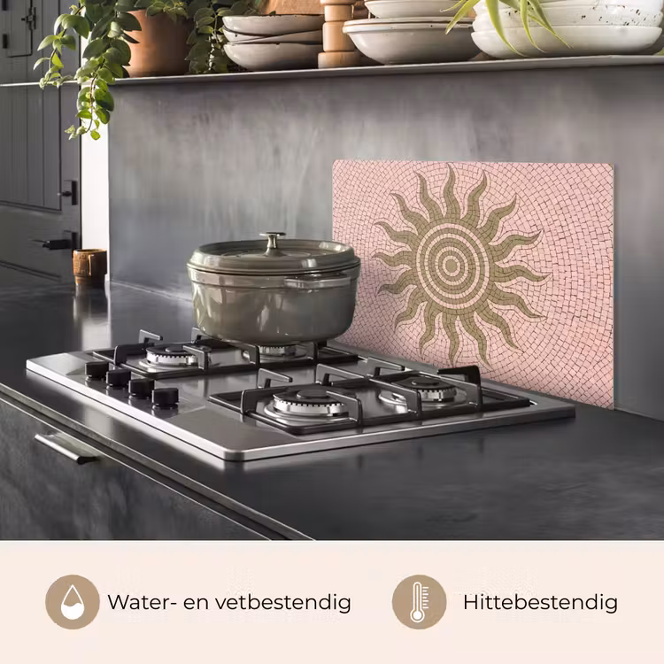 Spatscherm keuken - Mozaïek - Zon - Patroon - Klassiek - Roze — 7
