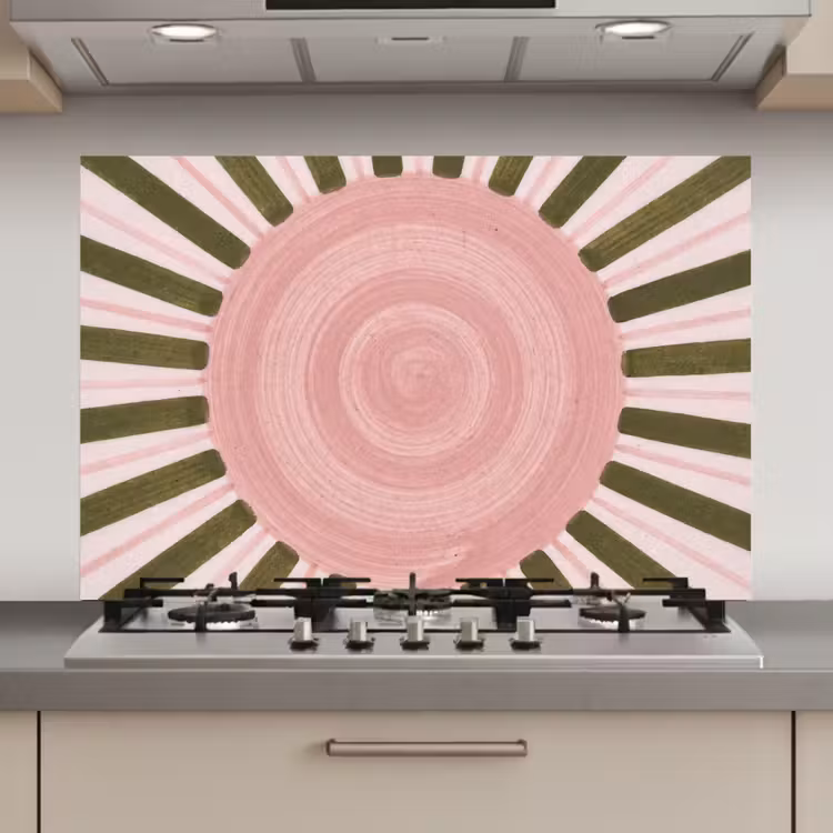 Spatscherm keuken - Patroon - Cirkel - Stralen - Abstract - Roze — 1