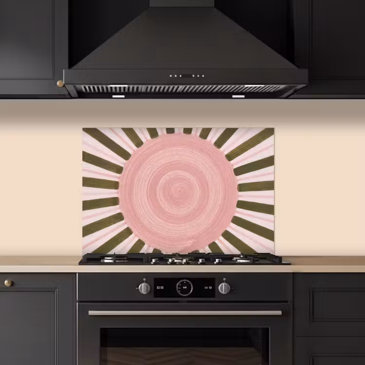 Spatscherm keuken - Patroon - Cirkel - Stralen - Abstract - Roze — 2