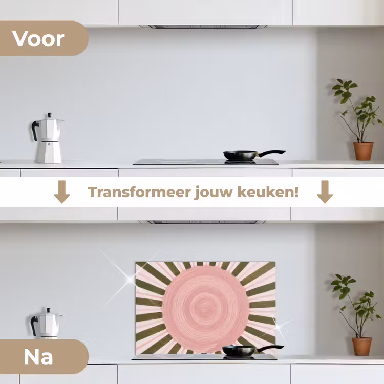 Spatscherm keuken - Patroon - Cirkel - Stralen - Abstract - Roze — 3