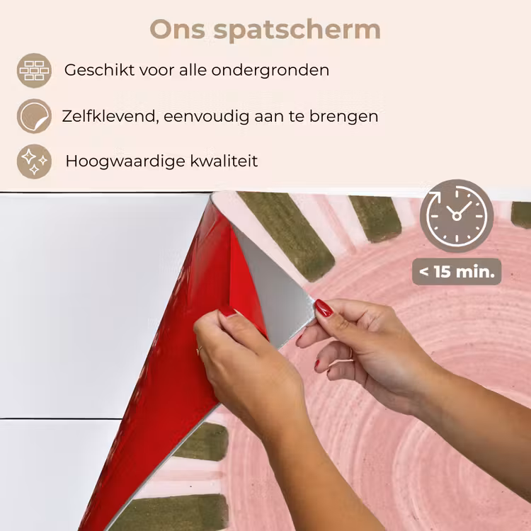 Spatscherm keuken - Patroon - Cirkel - Stralen - Abstract - Roze — 4
