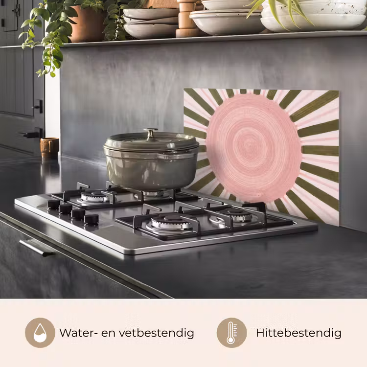 Spatscherm keuken - Patroon - Cirkel - Stralen - Abstract - Roze — 7
