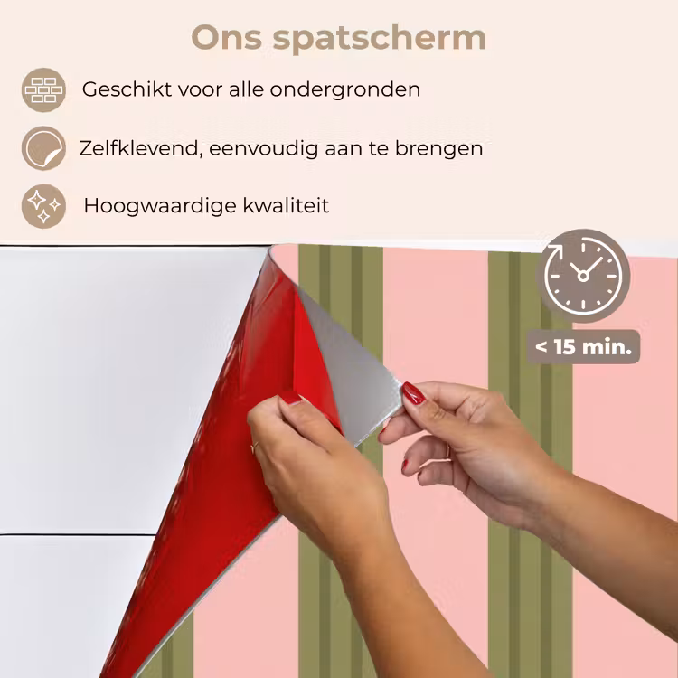 Spatscherm keuken - Patroon - Strepen - Abstract - Roze - Groen — 4