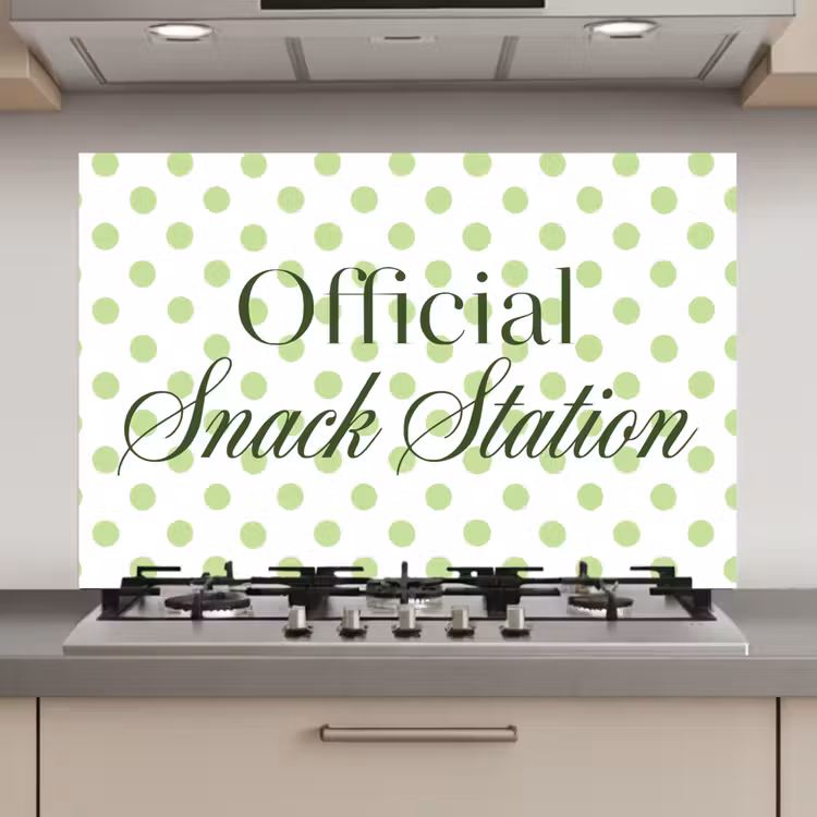 Spatscherm keuken - Snack Station - Groen - Stippen — 1
