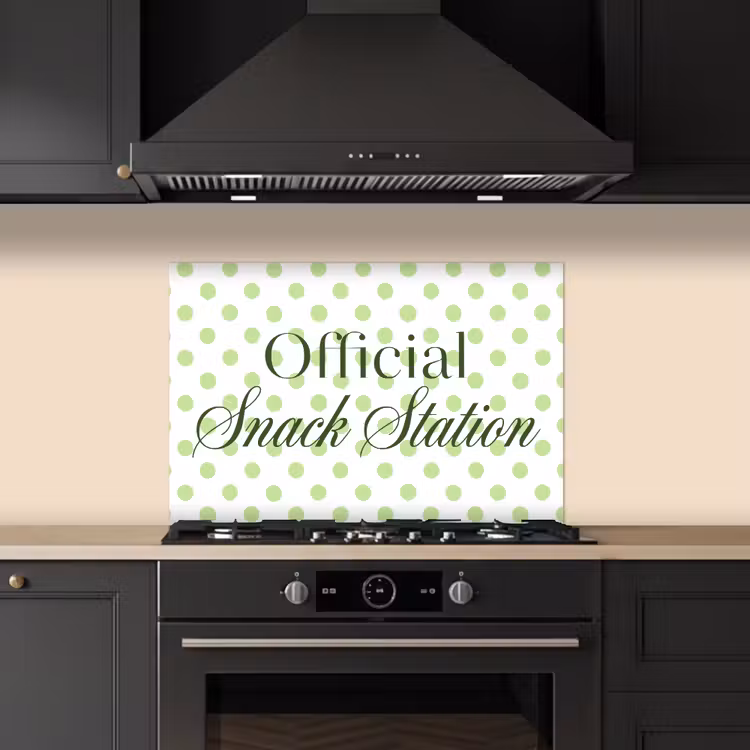 Spatscherm keuken - Snack Station - Groen - Stippen — 2