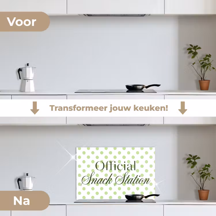 Spatscherm keuken - Snack Station - Groen - Stippen — 3