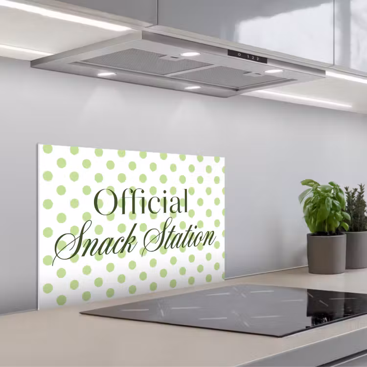 Spatscherm keuken - Snack Station - Groen - Stippen — 5