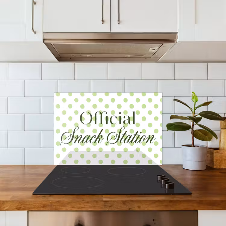 Spatscherm keuken - Snack Station - Groen - Stippen — 6