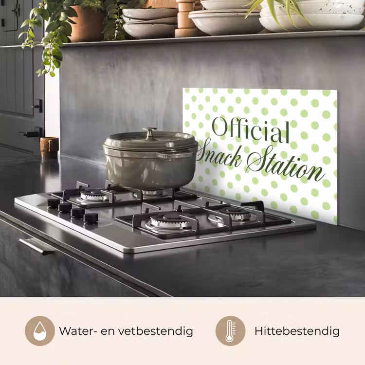 Spatscherm keuken - Snack Station - Groen - Stippen — 7
