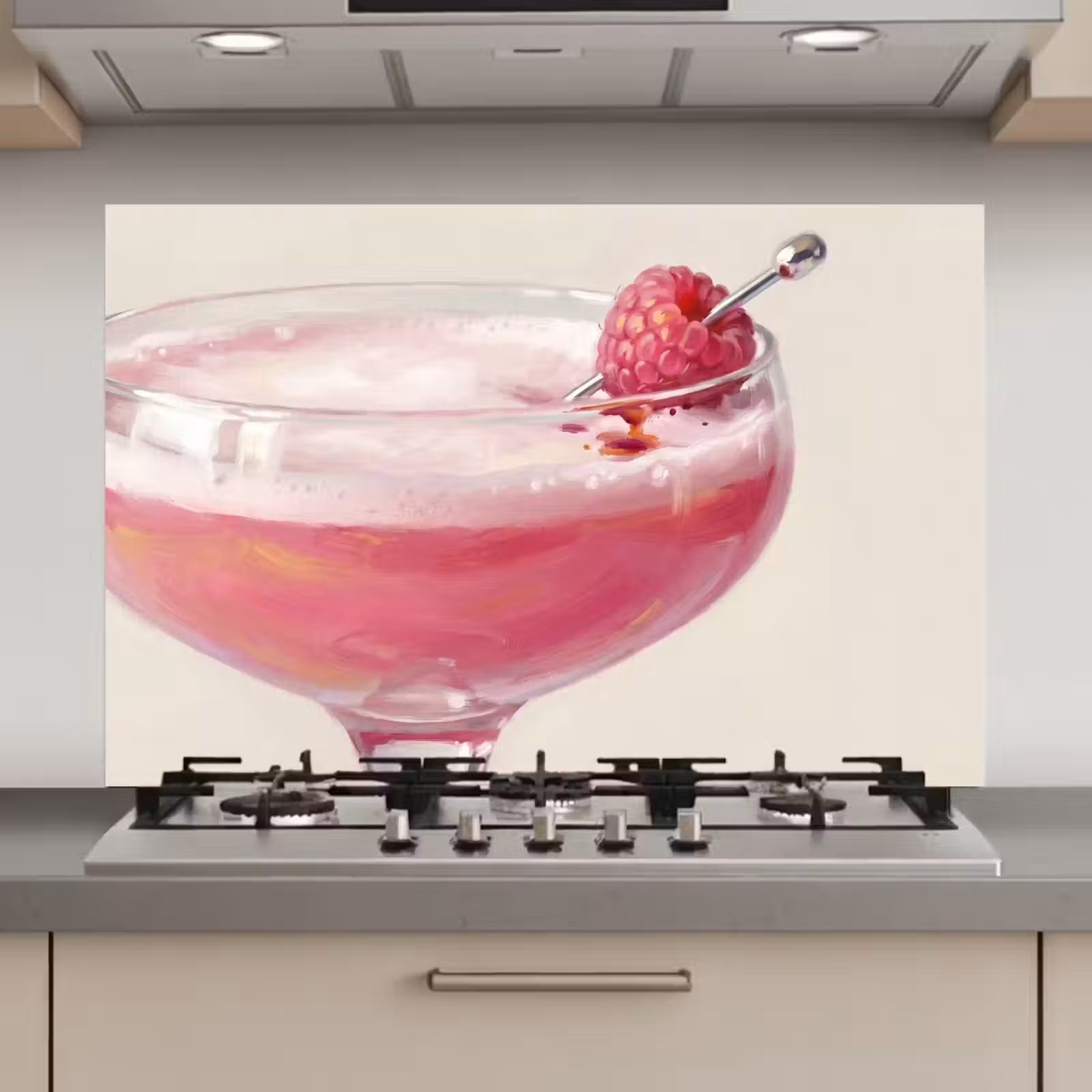 Spatscherm keuken - Cocktail - Framboos - Drank - Modern - Roze — 1