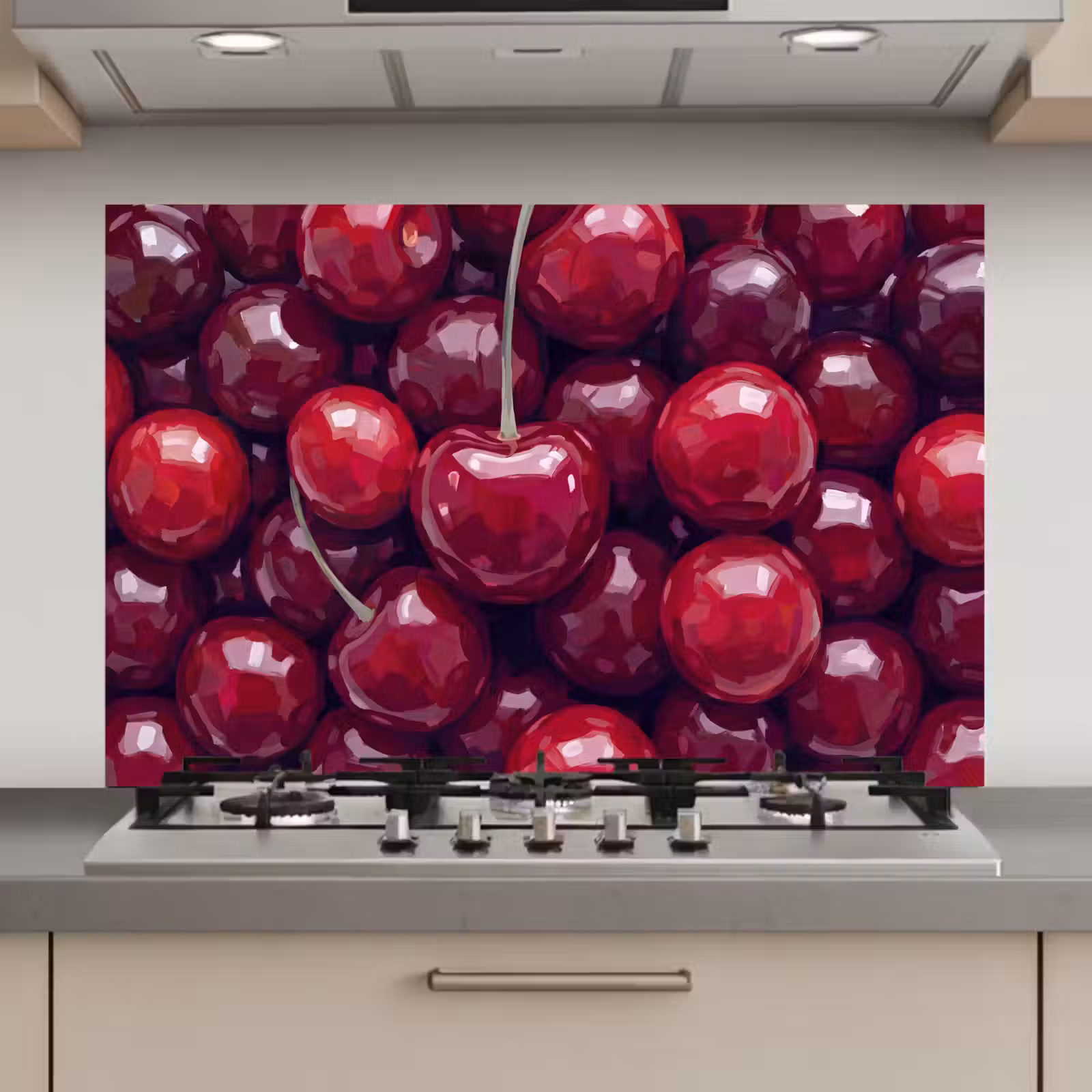 Spatscherm keuken - Fruit - Kersen - Eten - Modern - Rood — 1