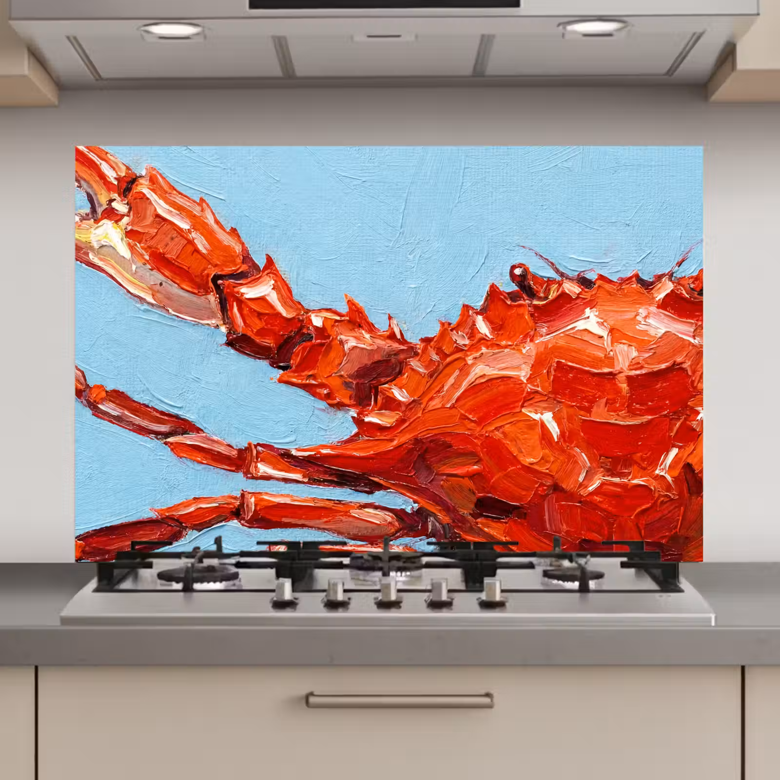Spatscherm keuken - Krab - Zee - Dieren - Abstract - Rood — 1