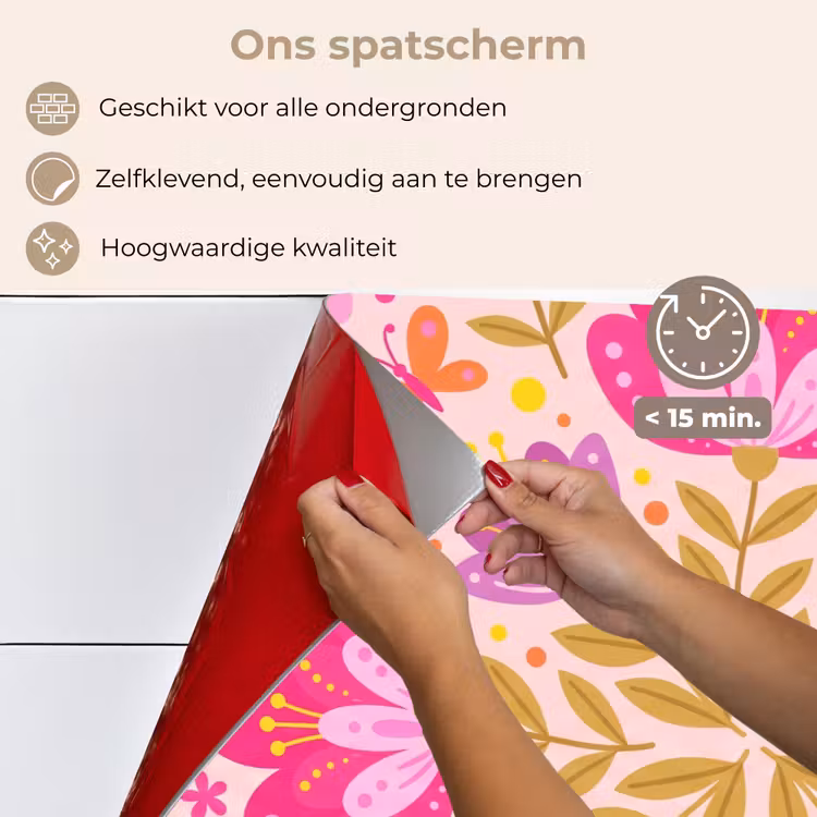 Spatscherm keuken - Bloemen - Patroon - Natuur - Abstract - Roze — 4