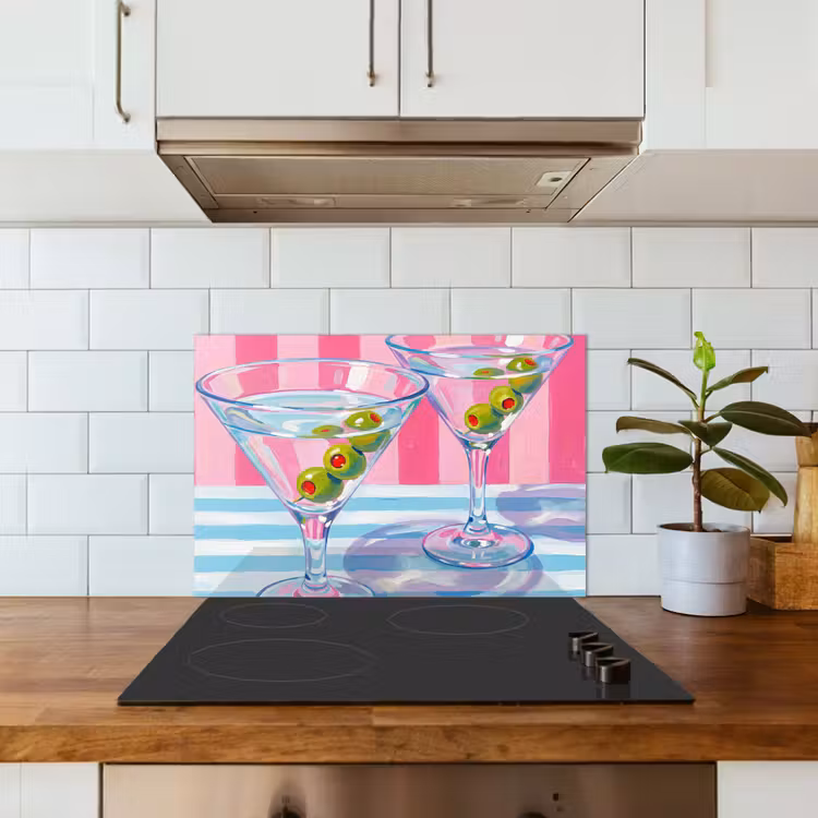 Spatscherm keuken - Cocktail - Olijven - Kunst - Modern - Roze — 6