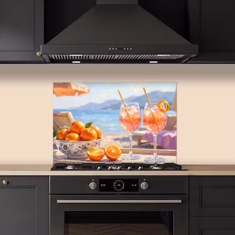 Spatscherm keuken - Drank - Glazen - Strand - Zomer - Oranje — 2