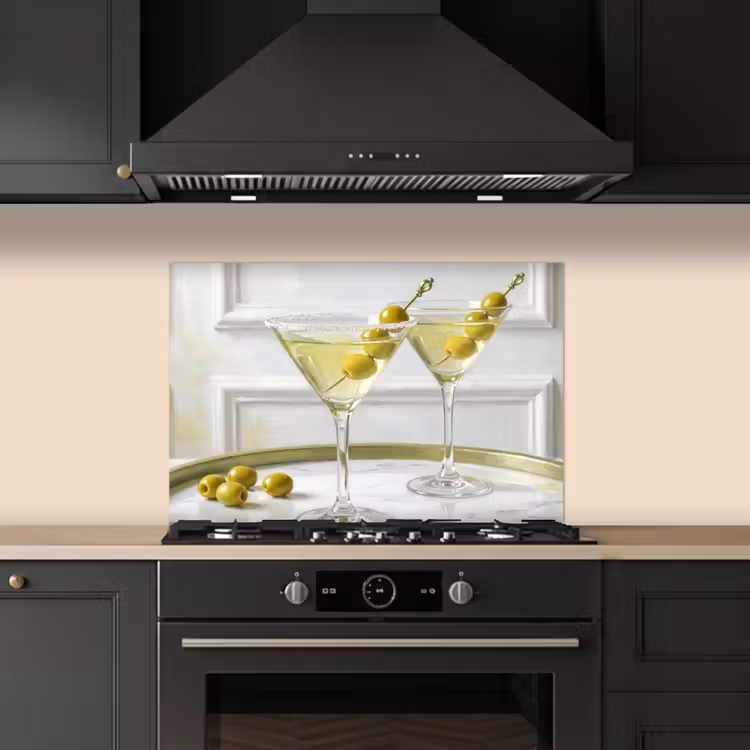 Spatscherm keuken - Drank - Martini - Olijven - Modern - Wit — 2
