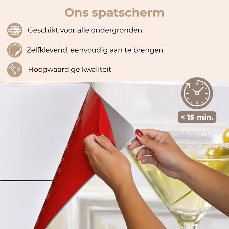 Spatscherm keuken - Drank - Martini - Olijven - Modern - Wit — 4
