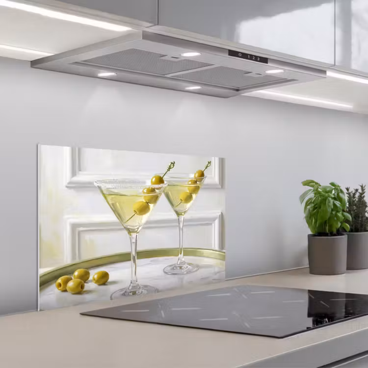 Spatscherm keuken - Drank - Martini - Olijven - Modern - Wit — 5