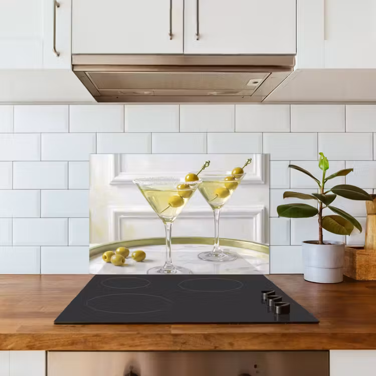 Spatscherm keuken - Drank - Martini - Olijven - Modern - Wit — 6