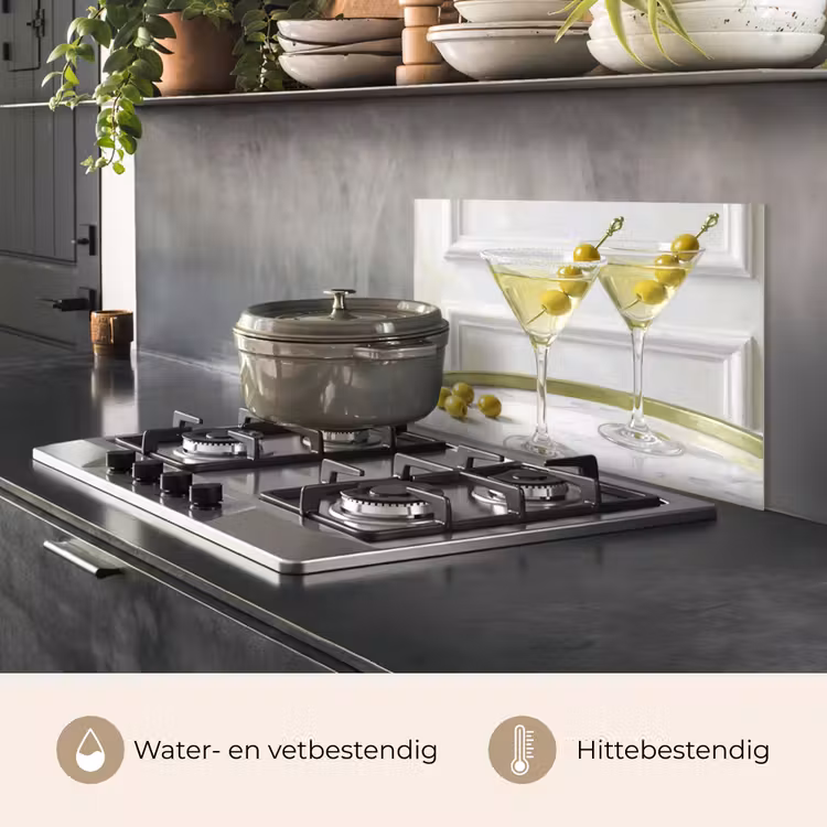 Spatscherm keuken - Drank - Martini - Olijven - Modern - Wit — 7