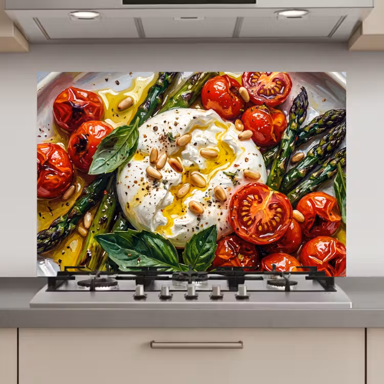 Spatscherm keuken - Eten - Groenten - Kaas - Modern - Vers — 1