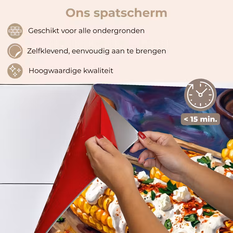 Spatscherm keuken - Eten - Maïs - Saus - Geschilderd - Geel — 4