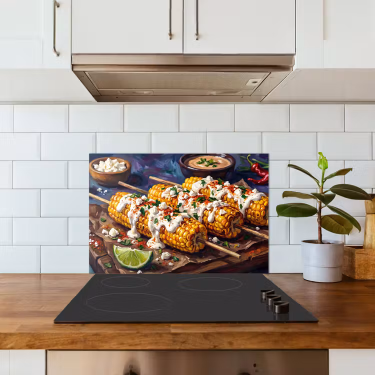 Spatscherm keuken - Eten - Maïs - Saus - Geschilderd - Geel — 6