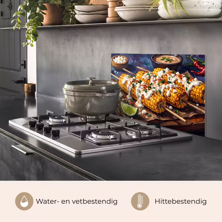 Spatscherm keuken - Eten - Maïs - Saus - Geschilderd - Geel — 7
